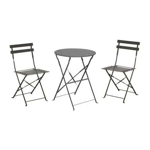 Ensemble Guéridon de jardin Cuba Ø 60 cm - grey + 2 Chaises pliante Cuba - PROLOISIRS Bon Marché