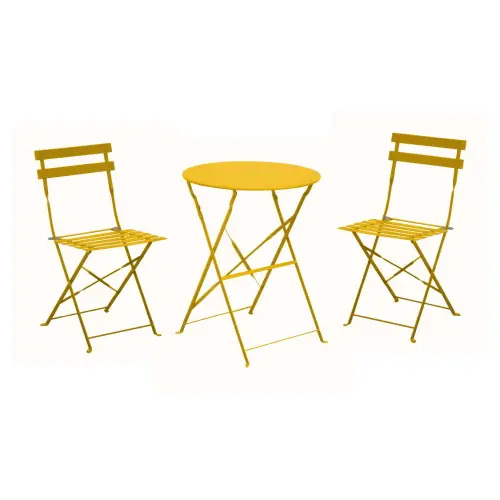 Vente Directe Ensemble Guéridon de jardin Cuba Ø 60 cm – miel + 2 Chaises pliante Cuba – PROLOISIRS