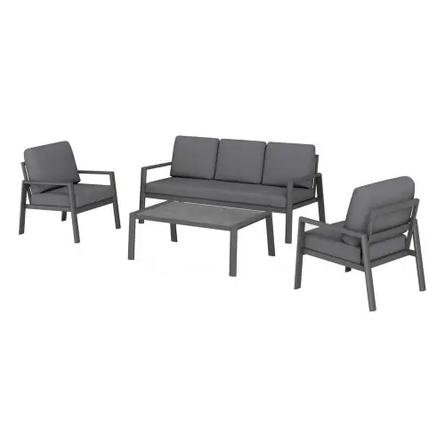 Bon Marché Ensemble salon de jardin complet 4 places Oceane II en Aluminium - grey/gris foncé - PROLOISIRS