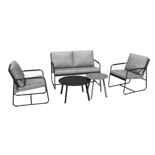 Commander Vite Ensemble salon de jardin complet 5 places Bali en acier - Toile tendue en TPEP - gris - PROLOISIRS