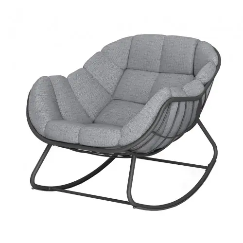 Acheter En Ligne Fauteuil de jardin Rocking Royal II en acier avec coussin – grey/gris – PROLOISIRS