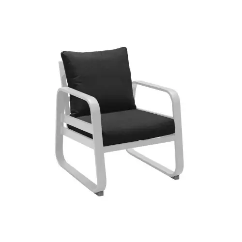 Remise Fauteuil détente de jardin Tonio blanc/gris - Aluminium - coussins déhoussables - PROLOISIRS