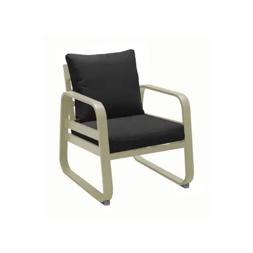 Fauteuil détente de jardin Tonio miel/gris - Aluminium - coussins acrylique - PROLOISIRS Remise