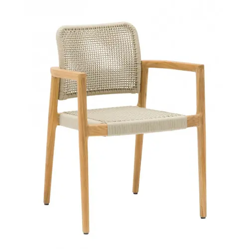 Haute Qualité Fauteuil - ECRINS - Aluminium / Teck - Rope ronde - Teck - PROLOISIRS