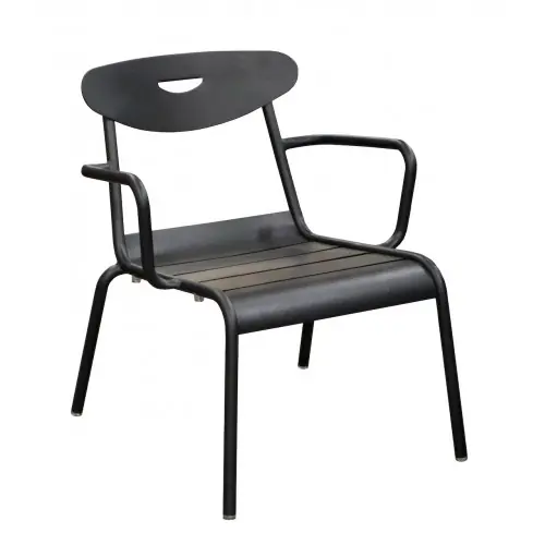 Promotion Fauteuil empilable en aluminium - SMILEY - Structure tube rond Ø 25 mm - Coloris graphite - PROLOISIRS
