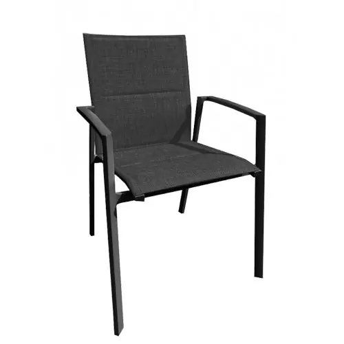 Seulement Aujourd'hui Fauteuil empilable - PALMA - Aluminium époxy graphite - Toile TPEP padded graphite - PROLOISIRS