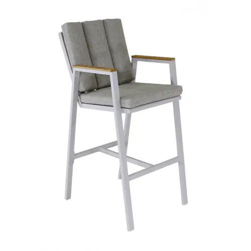 Fauteuil haut – LEATHER – Crème – Aluminium époxy et accoudoirs teck FSC – PROLOISIRS Top Vente