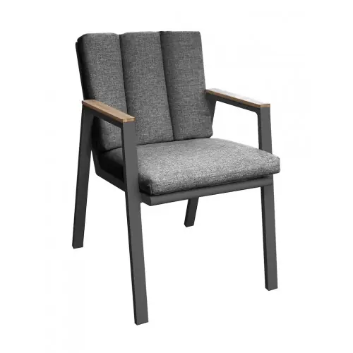 Prix Promo Fauteuil - LEATHER - Graphite - Aluminium époxy et accoudoirs teck FSC - PROLOISIRS