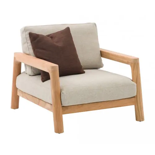 Nouvelle Collection Fauteuil lounge - ECRINS - Aluminium / Teck - Rope ronde - Teck - PROLOISIRS
