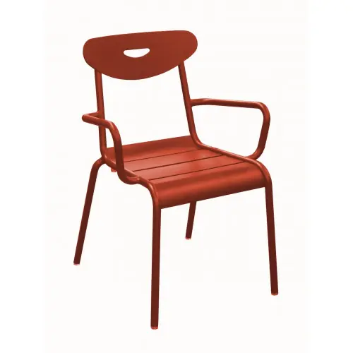 Fauteuil lounge empilable en aluminium - SMILEY - Structure tube rond Ø 25 mm - Coloris terra - PROLOISIRS Solde