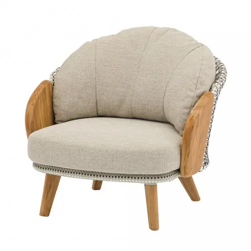 Fauteuil lounge – IBISCUS – Teck FSC 100% / Wicker – Coussins crème – PROLOISIRS Réduction