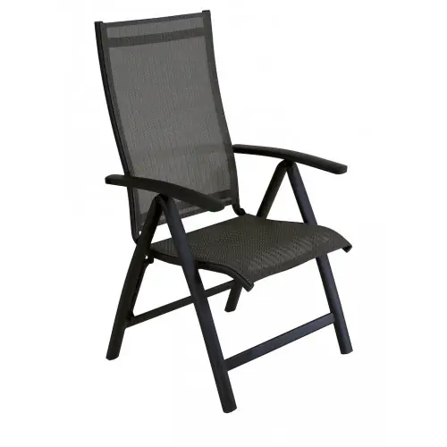 Bon Plan Fauteuil multiposition – ELEGANCE – Aluminium – Toile TPEP graphite/chevron – Pliant – PROLOISIRS