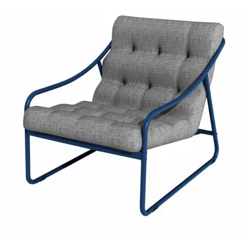 Vente Flash Fauteuil relax Bord‘eau en aluminium/TPEP avec coussin – bleu/chiné gris – PROLOISIRS