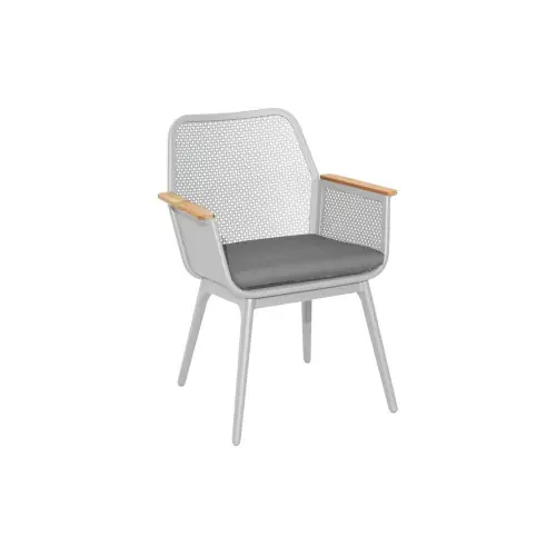 Offre Limitée Fauteuil repas de jardin Maestro alu acc teck+galette sunbrella - blanc/119 - PROLOISIRS