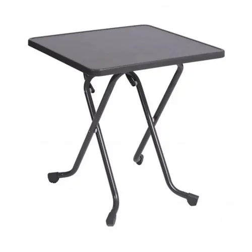 Guéridon pliant – COLA – Acier époxy gris – Plateau mélamine hydro bois – 68 x 68 cm – PROLOISIRS Must-Have
