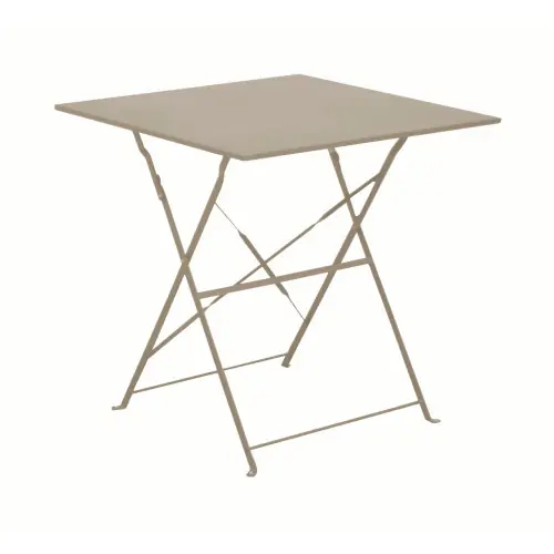Acheter En Ligne Guéridon pliant en acier – CUBA 70×70 – Plateau carré – Hauteur 71 cm – Coloris crème – PROLOISIRS