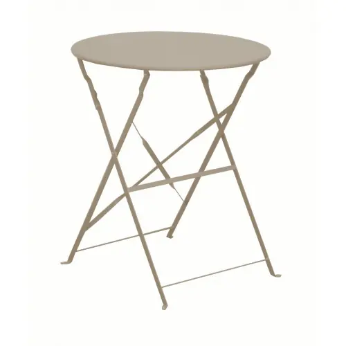 Guéridon pliant en acier - CUBA RD60 - Plateau rond Ø 60 cm - Hauteur 71 cm - Coloris crème - PROLOISIRS Bon Marché