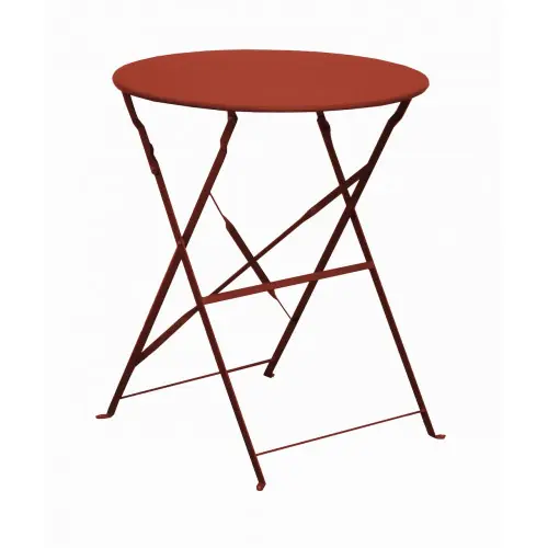 Guéridon pliant en acier - CUBA RD60 - Plateau rond Ø 60 cm - Hauteur 71 cm - Coloris terra - PROLOISIRS Produit De Marque