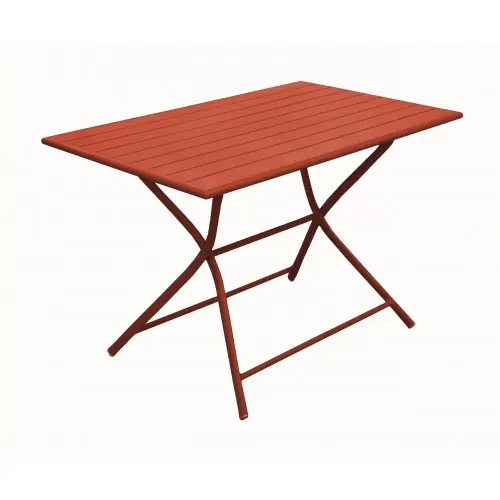 Guéridon pliant en aluminium - GLOBE 110x70 - Plateau à lattes - Hauteur 74 cm - Coloris terra - PROLOISIRS Satisfait Ou Remboursé