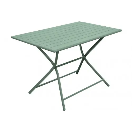 Dernière Chance Guéridon pliant Globe en aluminium/lattes - 110 x 70 cm - amande - PROLOISIRS