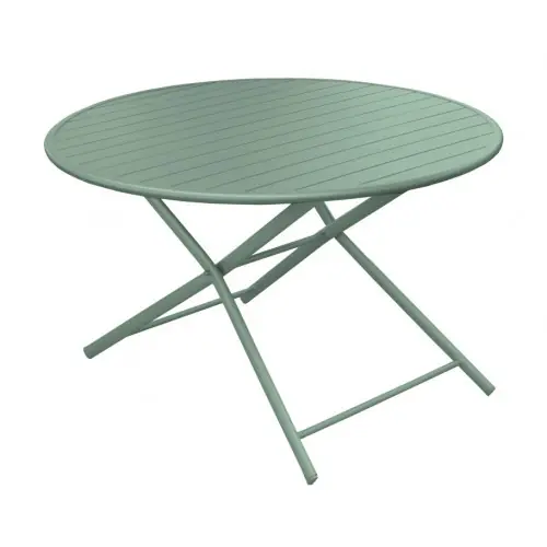 Meilleure Vente Guéridon pliant Globe en aluminium/lattes - ø120 cm - amande - PROLOISIRS