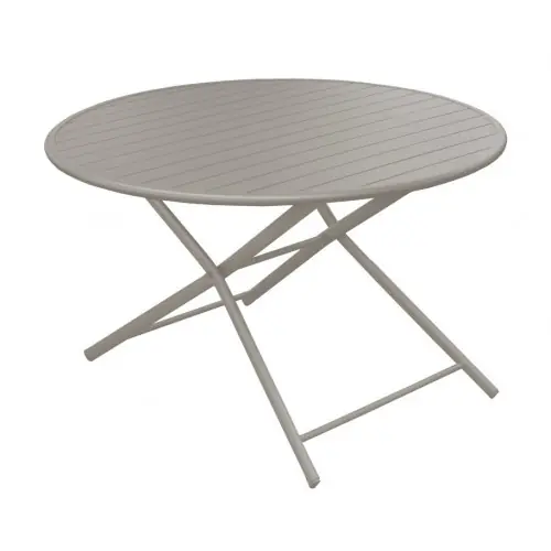 Authentique Guéridon pliant Globe en aluminium/lattes – ø120 cm – crème – PROLOISIRS