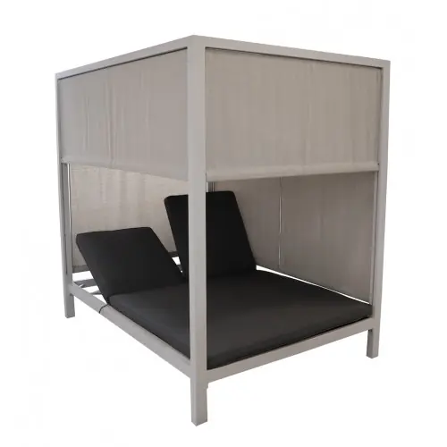Lit double de jardin - LEATHER - Crème - Aluminium époxy et polyester - PROLOISIRS Nouvelle Collection