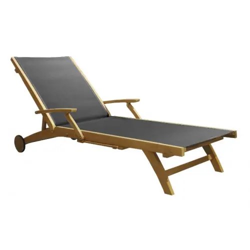 Acheter En Ligne Lit Newton en teck FSC/TPEP – 195 x 75 x 30 cm – noir – PROLOISIRS