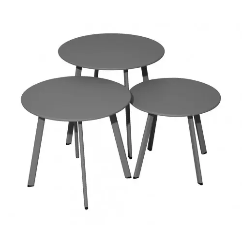 Vente Flash Lot 3 tables basses Massaï en acier – diamètre 40/45/50 cm – graphite – PROLOISIRS