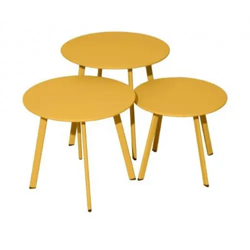 Lot 3 tables basses Massaï en acier - diamètre 40/45/50 cm - miel - PROLOISIRS Affaire À Saisir