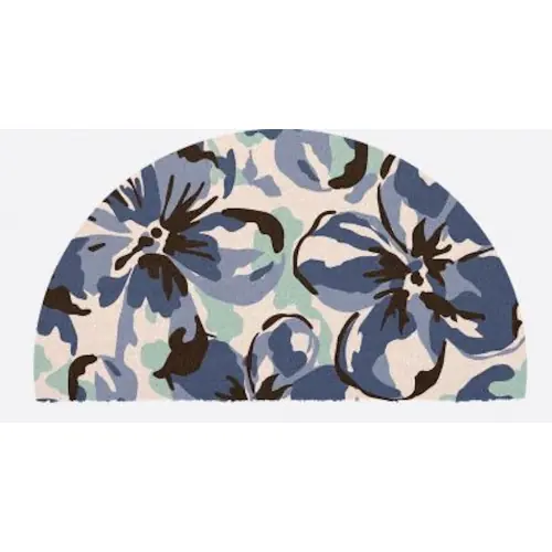 Commander Maintenant Paillasson 1/2 Rond Fibre Naturelle – Fleurs Bleues – PROLOISIRS