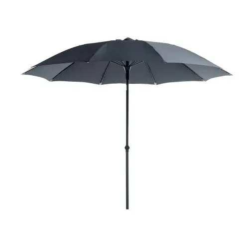 Parasol de jardin droit rond inclinable gris - Aluminium et Fibre de verre 270/10 - PROLOISIRS Commande En Gros