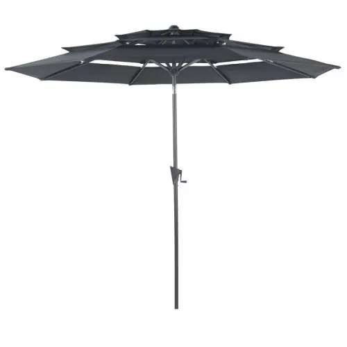 Parasol droit en aluminium 3 strates inclinable manivelle 300/6 cm - gris - PROLOISIRS Offre Du Jour