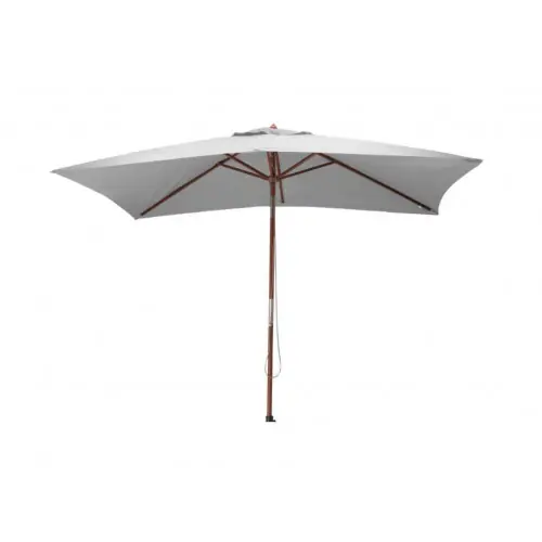 Parasol droit en bois - 300 x 200 cm - 6 baleines - Toile couleur écrue - PROLOISIRS Offre Du Jour