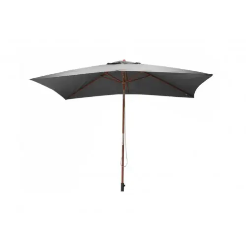 Petit Prix Parasol droit en bois - 300 x 200 cm - 6 baleines - Toile couleur grise - PROLOISIRS
