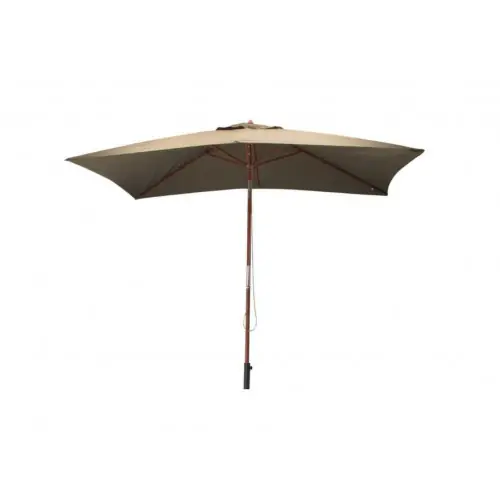 Parasol droit en bois - 300 x 200 cm - 6 baleines - Toile couleur taupe - PROLOISIRS Prix Bas