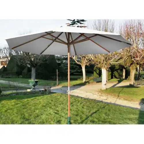 Parasol droit en bois - Diamètre 300 cm - Toile couleur écrue - PROLOISIRS Pas Cher