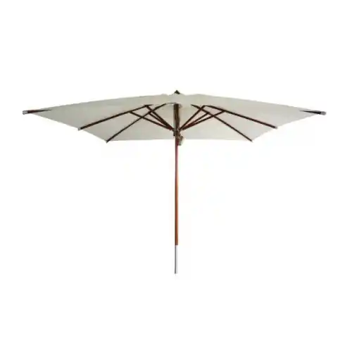 Parasol droit Eucalyptus en FSC mat central - 3 x 3 m - ecru - PROLOISIRS Petit Prix