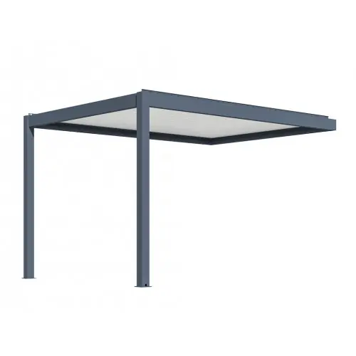 Certifié Pergola BioClim Zephir Extension 3x4 - Aluminium époxy gris - Lames doubles blanches - PROLOISIRS
