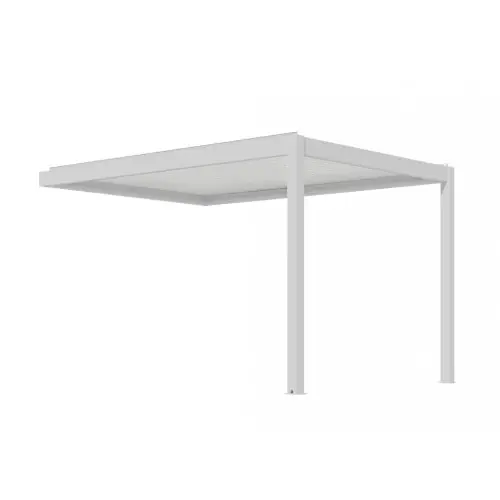 Pergola BioClim Zephir Extension Adossée Motorisée 3x4 - Aluminium époxy blanc - Lames doubles blanches - PROLOISIRS Livraison Express