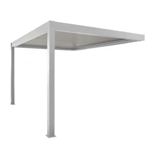 Offre Exclusive Pergola bioclimatique adossée Zéphir manuelle aluminium/lames - blanc - 3 x 4 m - PROLOISIRS