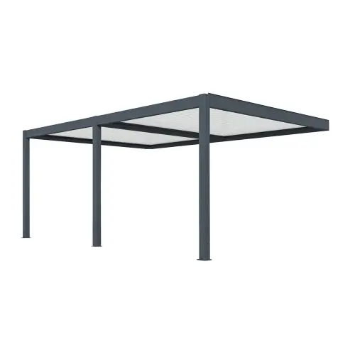 Pergola bioclimatique adossée Zéphir motorisée aluminium/lames - grey - 6 x 4 m - PROLOISIRS Offre Exclusive