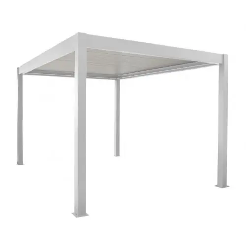 Pergola bioclimatique autoportée Zéphir motorisée aluminium/lames – blanc – 3 x 4 m – PROLOISIRS Meilleure Vente