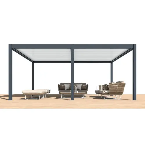 Must-Have Pergola bioclimatique autoportée Zéphir motorisée aluminium/lames - grey - 6 x 4 m - PROLOISIRS