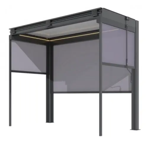 Pergola – Zephir Pool House 3×1,46 Alu et Lames – Graphite et Blanc – PROLOISIRS Meilleur Choix
