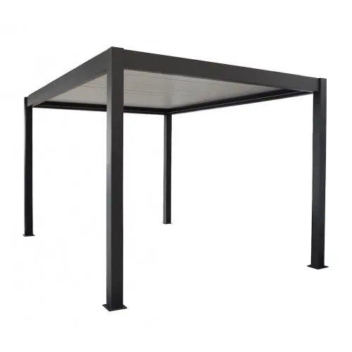 Pergola - Zephir Pool House 3x4 Alu et Lames - Gris - PROLOISIRS Affaire À Saisir