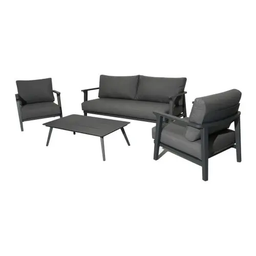 Dernière Chance Salon de détente Lava alu avec coussins sunbrella - graphite (set complet) - PROLOISIRS