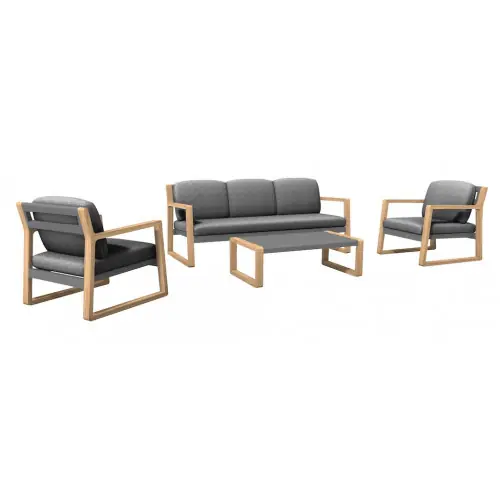Set 4 pièces - SLOOP - Aluminium époxy - Heat Graphite - 1 canapé + 2 fauteuils + 1 table basse - PROLOISIRS Retour Gratuit