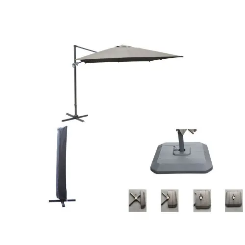 Set d‘ombrage complet (1 parasol déporté NH 3x3 + 1 housse + 1 lestage) - taupe - PROLOISIRS Vente Directe