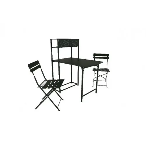 Set table avec 2 chaises pliantes Balcon en acier - graphite - PROLOISIRS Promotion